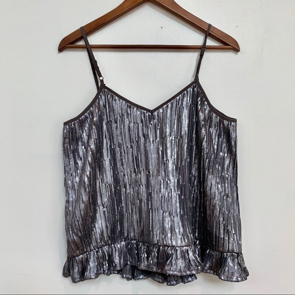 NWT Anthropologie Amelie Beaded Cami Gray - Picture 4 of 6